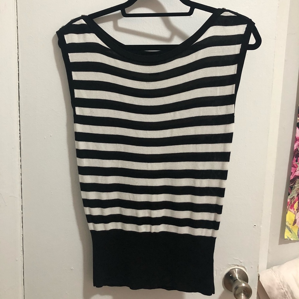 Black and white striped work top